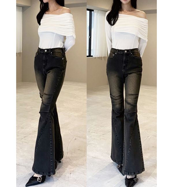 RESEXXY「ニーズタックデニムパンツ」|デニム|ブラック