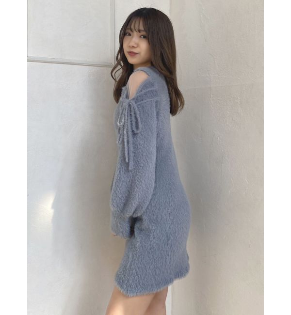 dazzlin「ショルダーリボンシャギーミニワンピース」|ワンピース|