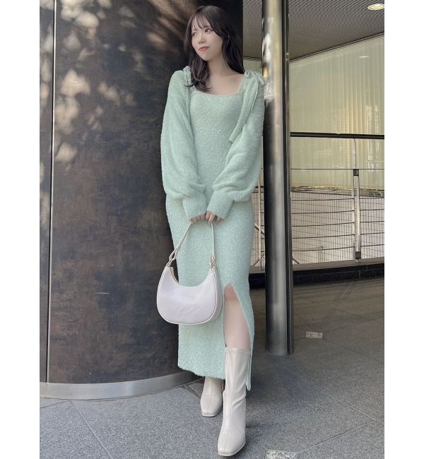 dazzlin「【セットアップ対応】ミニシャギーラメニットキャミワンピース」|ワンピース|