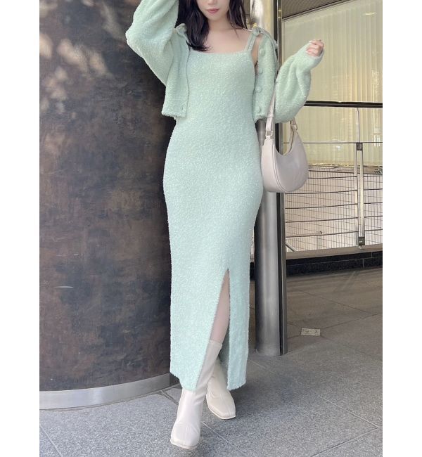 dazzlin「【セットアップ対応】ミニシャギーラメニットキャミワンピース」|ワンピース|