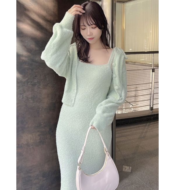 dazzlin「【セットアップ対応】ミニシャギーラメニットキャミワンピース」|ワンピース|