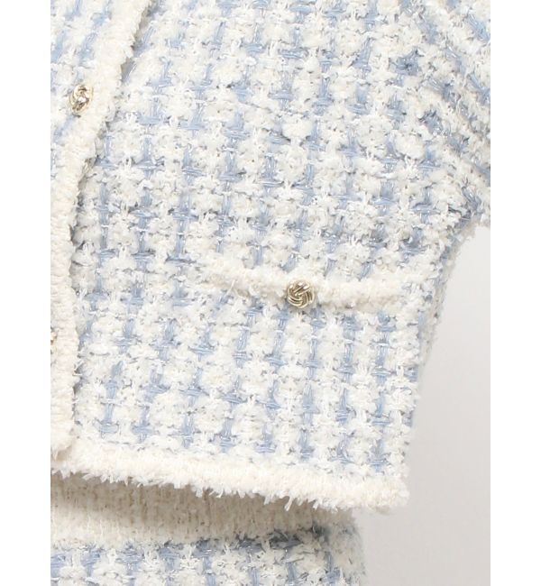 dazzlin「【SETUP】ツイードライクダブルニットジャケット※セットアップ対応」|ノーカラージャケット|