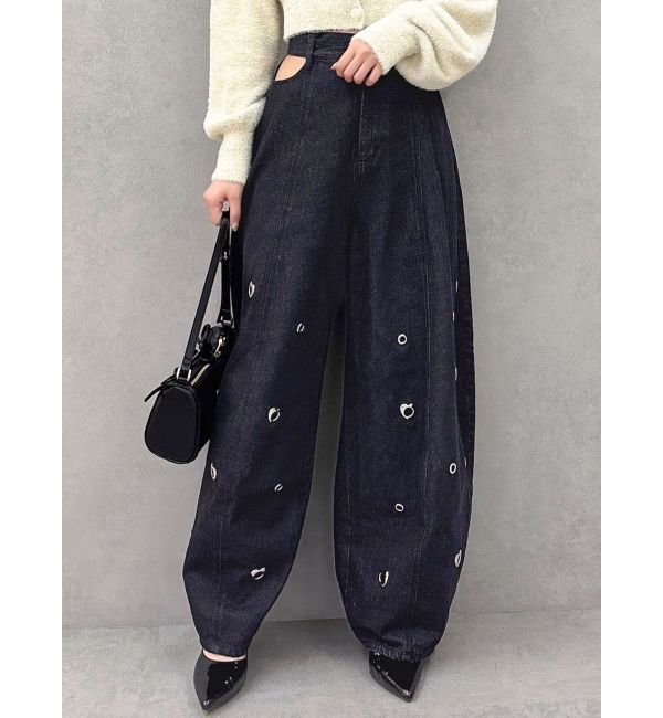 dazzlin「カーブタックデニムパンツ」|デニム|ブラック