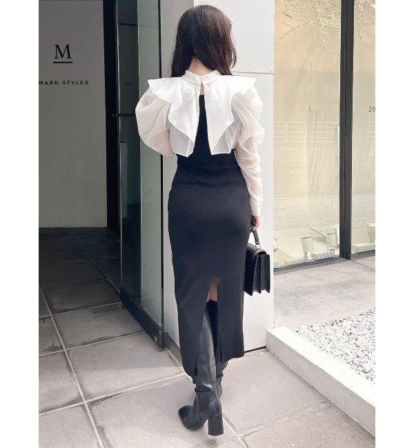 MERCURYDUO「2WAYロングスリーブシアーボレロセットニットワンピース」|ワンピース|