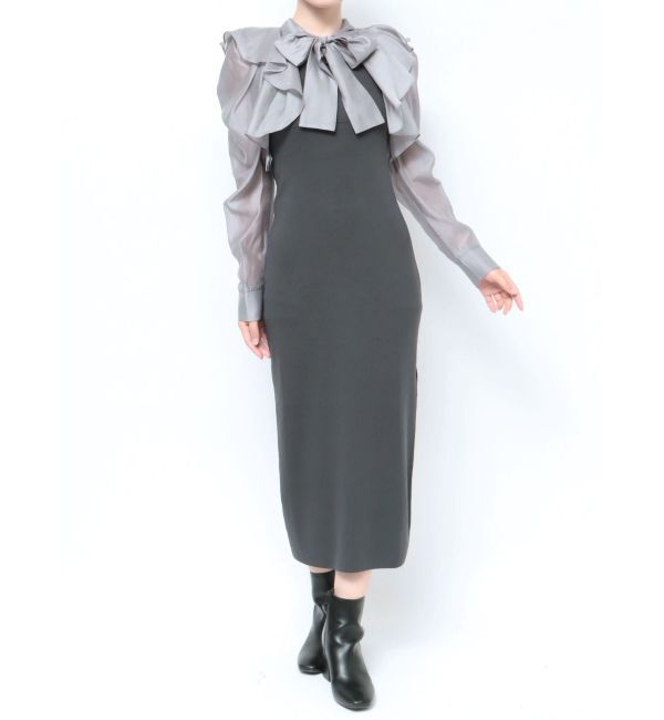 MERCURYDUO「2WAYロングスリーブシアーボレロセットニットワンピース」|ワンピース|