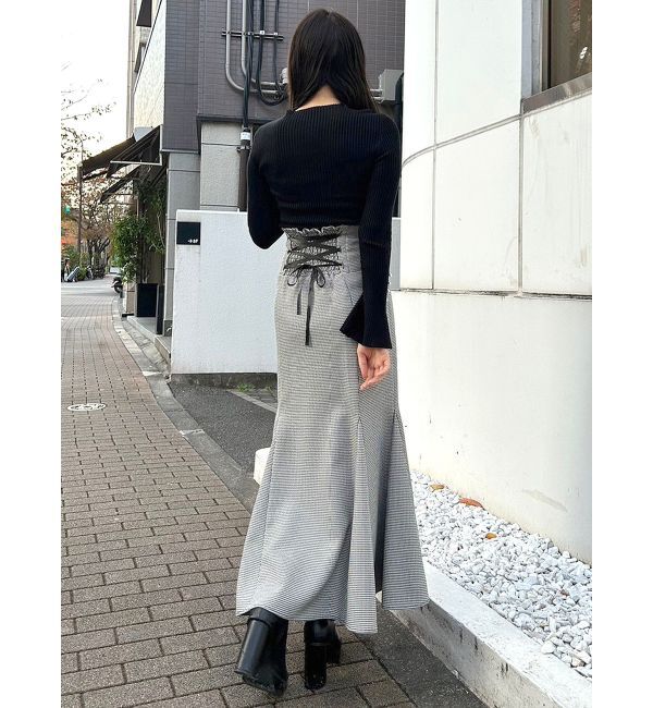 MERCURYDUO「パール付きフレアスリーブリブニット」|ニット・セーター|