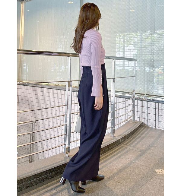 MERCURYDUO「パール付きフレアスリーブリブニット」|ニット・セーター|