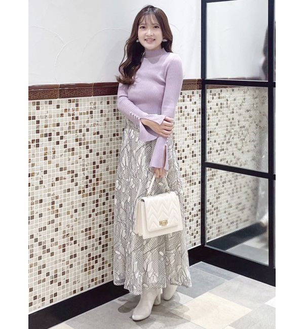 MERCURYDUO「パール付きフレアスリーブリブニット」|ニット・セーター|