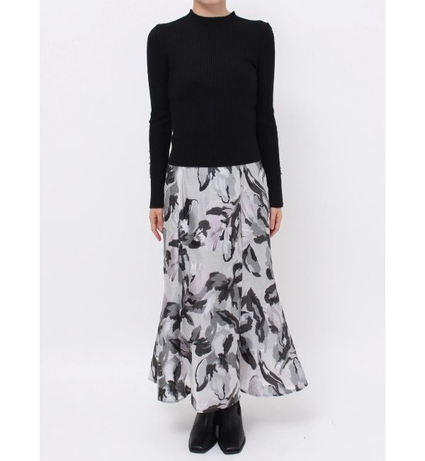 MERCURYDUO「パール付きフレアスリーブリブニット」|ニット・セーター|