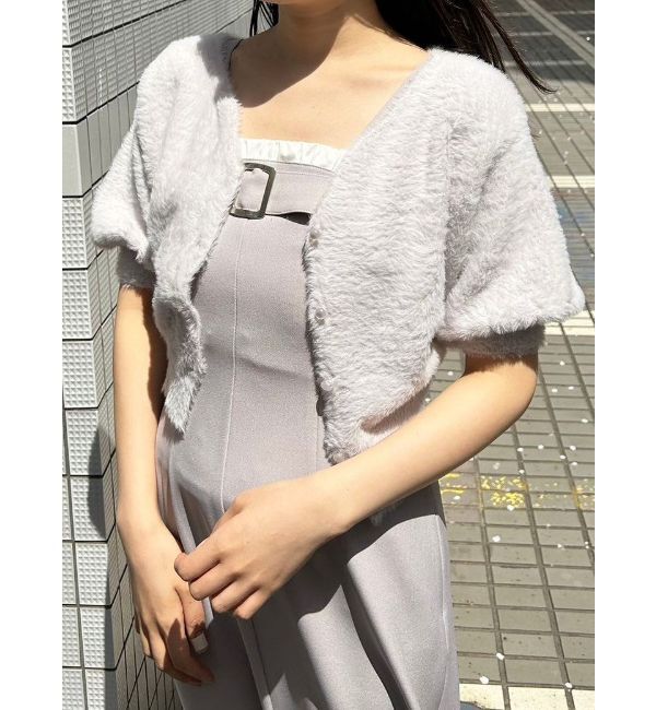 MERCURYDUO「2WAYキーネックミニシャギーコンパクトカーディガン」|カーディガン|