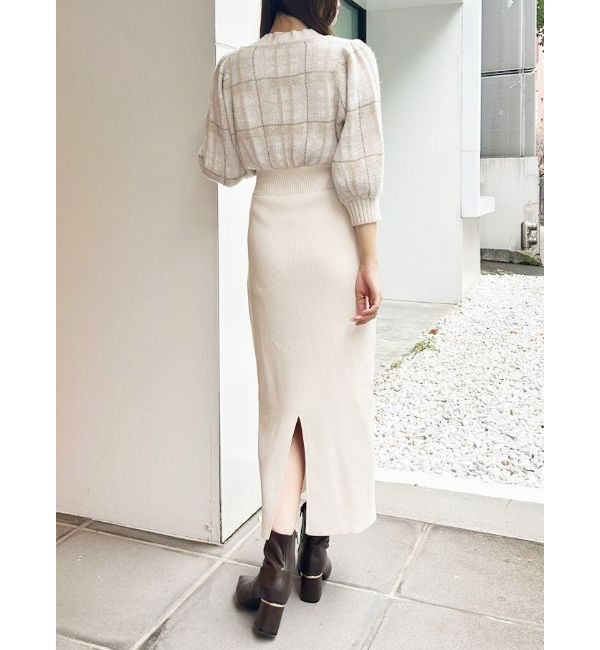 MERCURYDUO「チェックジャカードドッキングニットワンピース」|ワンピース|