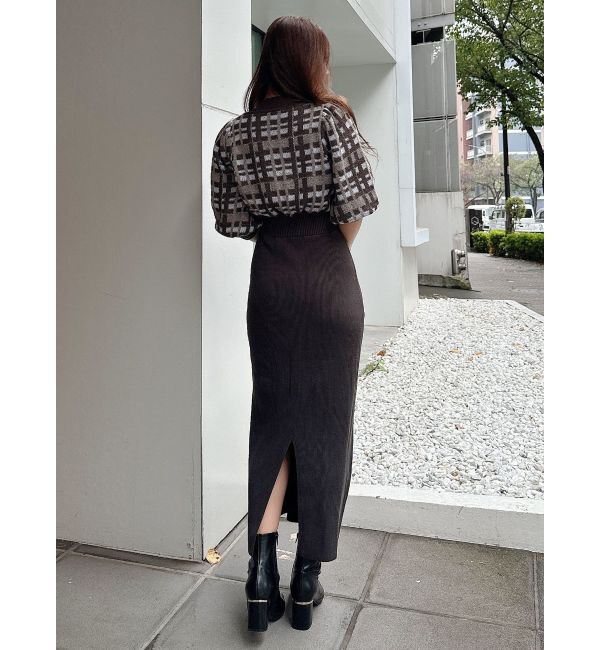 MERCURYDUO「チェックジャカードドッキングニットワンピース」|ワンピース|