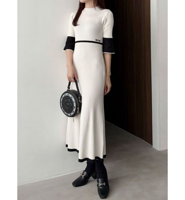 MERCURYDUO「【MARY QUANTコラボ】バックシャンデイジーストラップマーメイドニットワンピース」|ワンピース|アイボリー