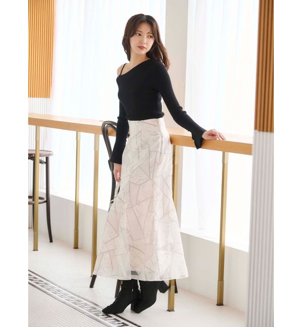 MERCURYDUO「ジオメトリックオパールフレアスカート」|スカート|
