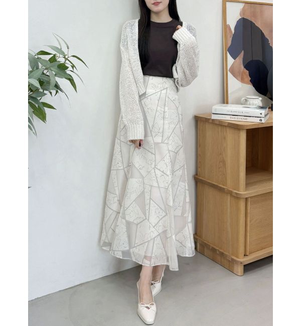 MERCURYDUO「ジオメトリックオパールフレアスカート」|スカート|