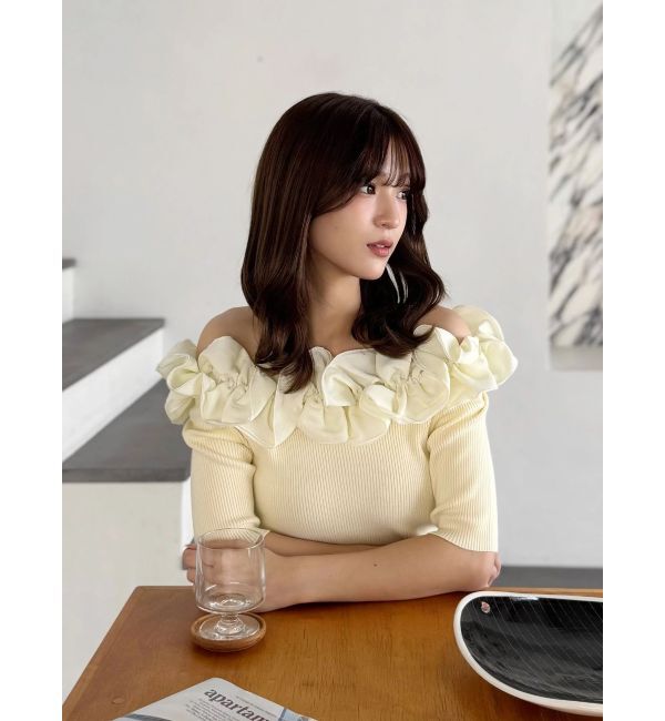 MERCURYDUO「2WAY異素材ランダムラッフルニット」|ニット・セーター|