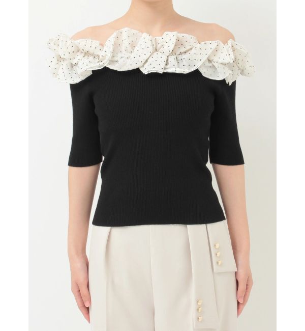 MERCURYDUO「2WAY異素材ランダムラッフルニット」|ニット・セーター|