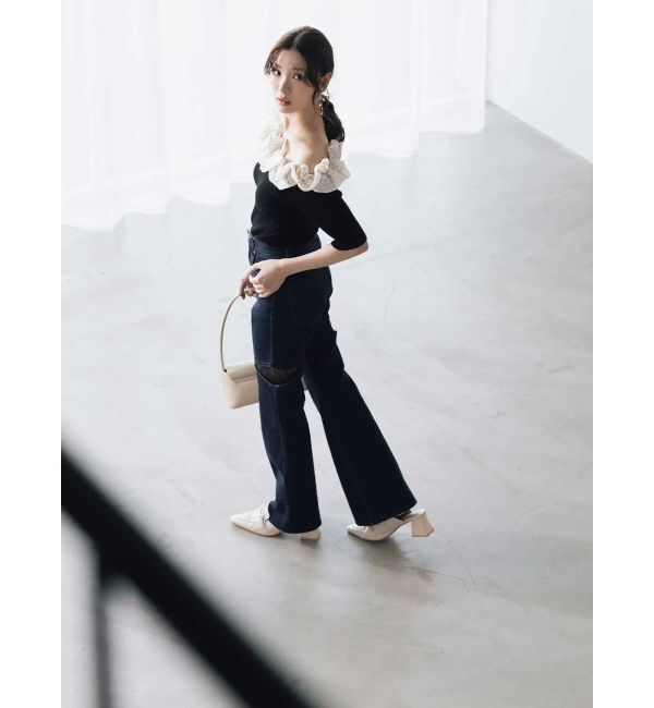 MERCURYDUO「2WAY異素材ランダムラッフルニット」|ニット・セーター|