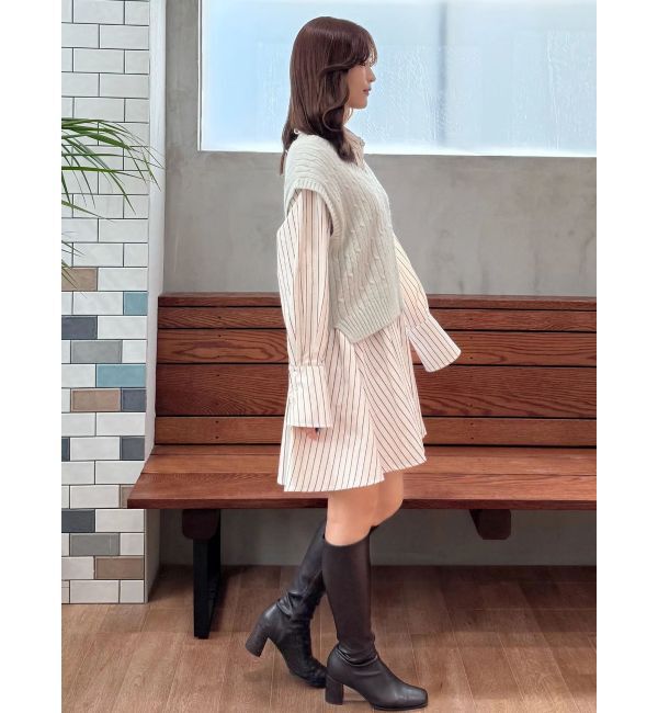 MERCURYDUO「U.S. POLO ASSN.別注 ベストセットシャツミニワンピース」|ワンピース|