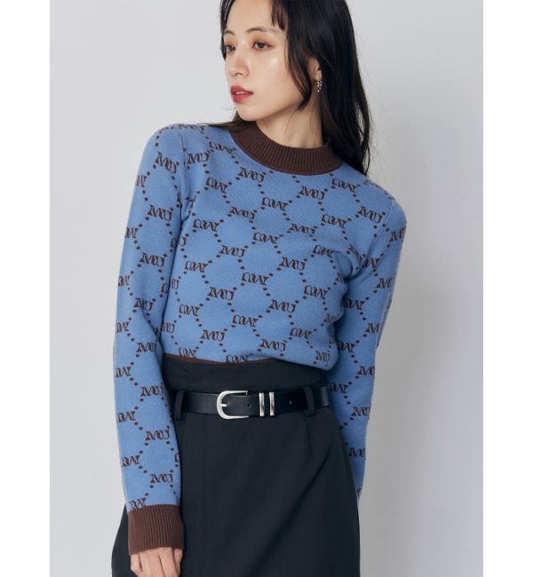 MURUA「モノグラムバイカラーニット」|ニット・セーター|ブルー