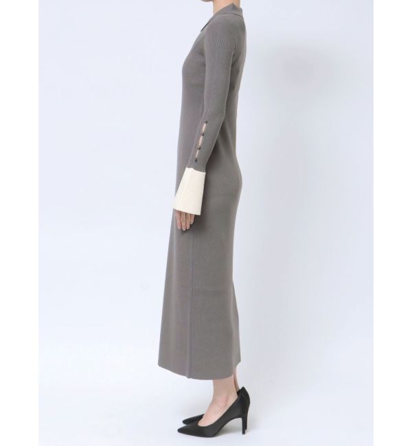 LAGUNAMOON「シャツカラーカフスニットワンピース」|ワンピース|