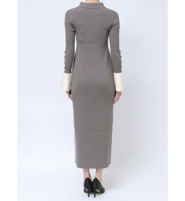 LAGUNAMOON「シャツカラーカフスニットワンピース」|ワンピース|