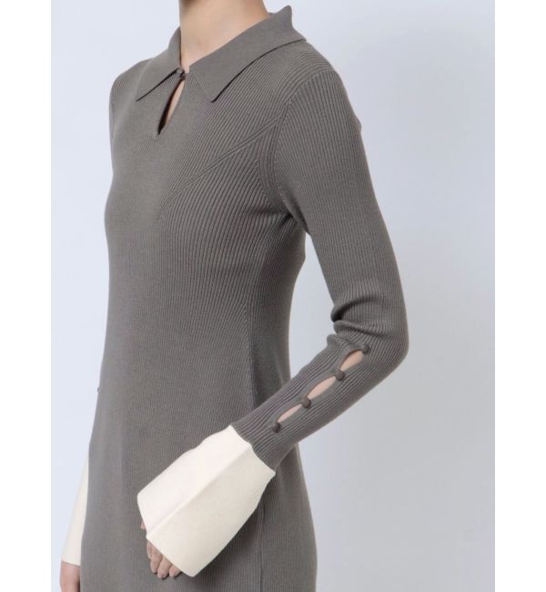 LAGUNAMOON「シャツカラーカフスニットワンピース」|ワンピース|