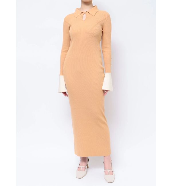 LAGUNAMOON「シャツカラーカフスニットワンピース」|ワンピース|