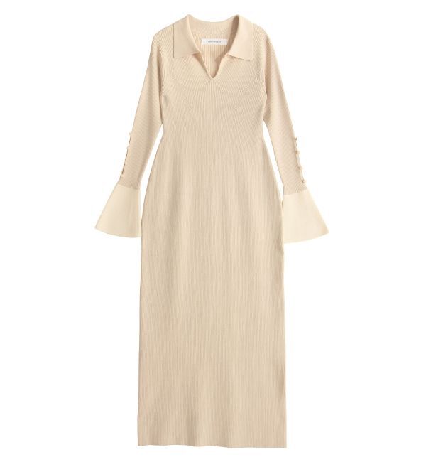 LAGUNAMOON「シャツカラーカフスニットワンピース」|ワンピース|