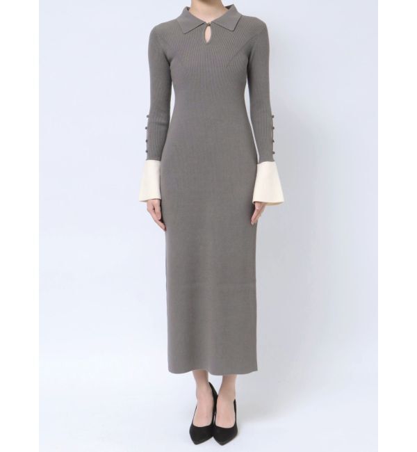 LAGUNAMOON「シャツカラーカフスニットワンピース」|ワンピース|