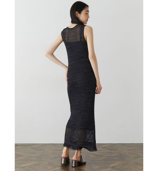 LAGUNAMOON「メッシュフリンジニットワンピース」|ワンピース|