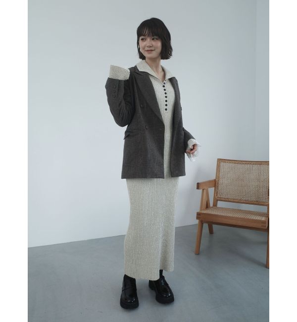 LAGUNAMOON「【WEB限定カラーあり】レーススリーブネップリブニットワンピース」|ワンピース|