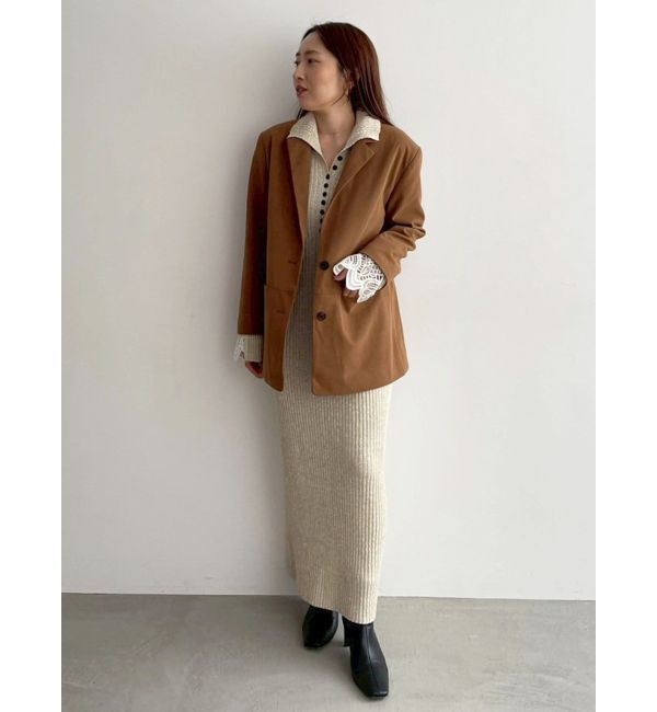 LAGUNAMOON「【WEB限定カラーあり】レーススリーブネップリブニットワンピース」|ワンピース|