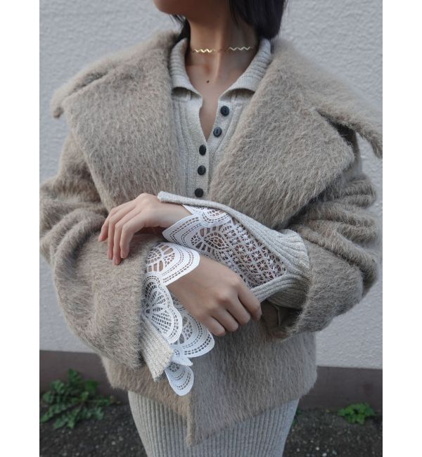 LAGUNAMOON「【WEB限定カラーあり】レーススリーブネップリブニットワンピース」|ワンピース|