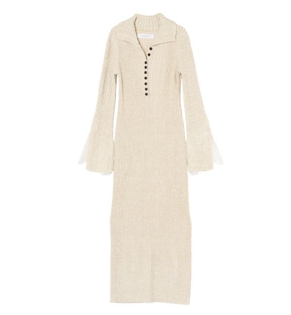 LAGUNAMOON「【WEB限定カラーあり】レーススリーブネップリブニットワンピース」|ワンピース|