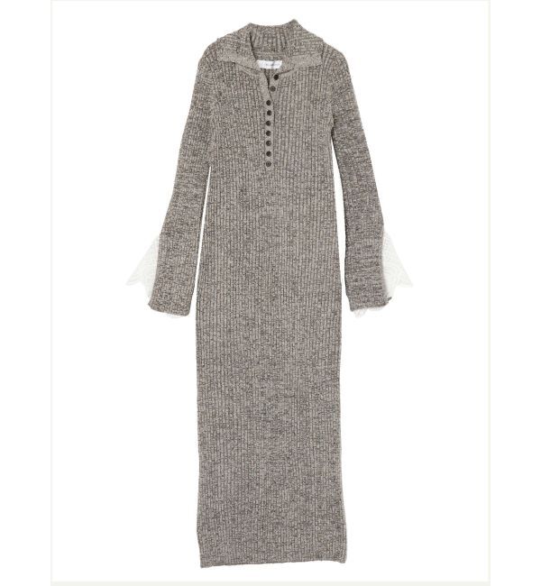 LAGUNAMOON「【WEB限定カラーあり】レーススリーブネップリブニットワンピース」|ワンピース|