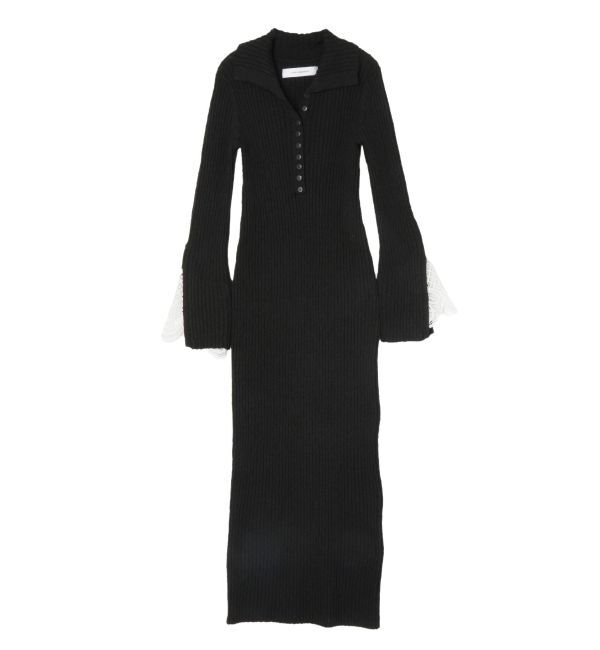 LAGUNAMOON「【WEB限定カラーあり】レーススリーブネップリブニットワンピース」|ワンピース|