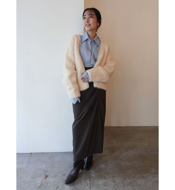 LAGUNAMOON「【WEB限定】ループヤーンセッケツニットブルゾン」|カーディガン|