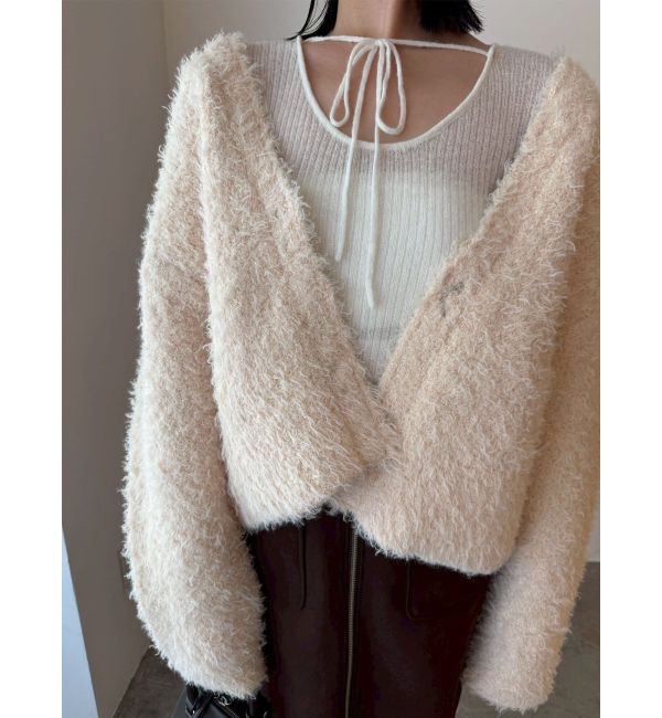 LAGUNAMOON「【WEB限定】ループヤーンセッケツニットブルゾン」|カーディガン|