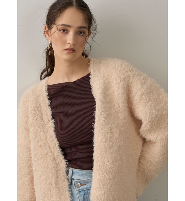 LAGUNAMOON「【WEB限定】ループヤーンセッケツニットブルゾン」|カーディガン|