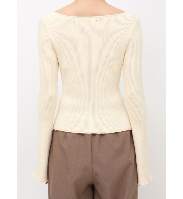 LAGUNAMOON「アシンメトリーラペルリブニットプルオーバー」|ニット・セーター|