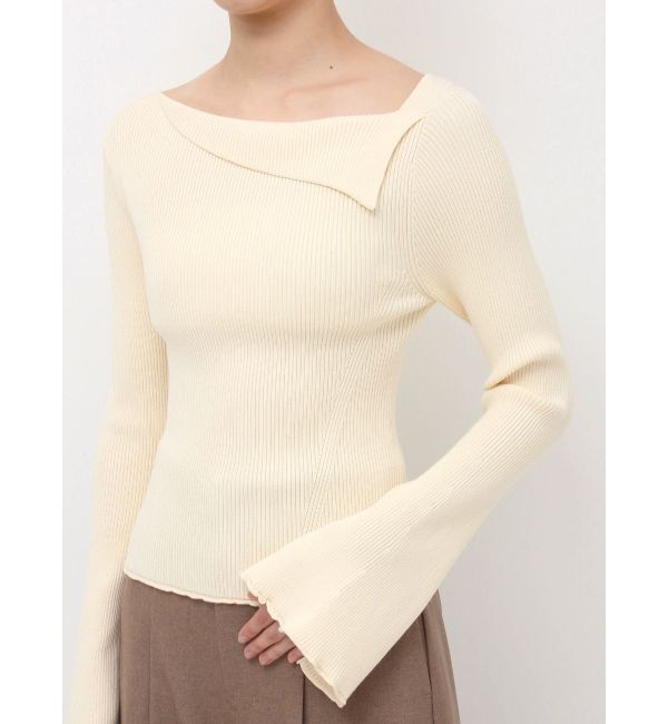 LAGUNAMOON「アシンメトリーラペルリブニットプルオーバー」|ニット・セーター|