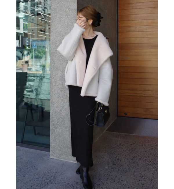 LAGUNAMOON「フェイクムートンスタンドカラーコート」|その他|