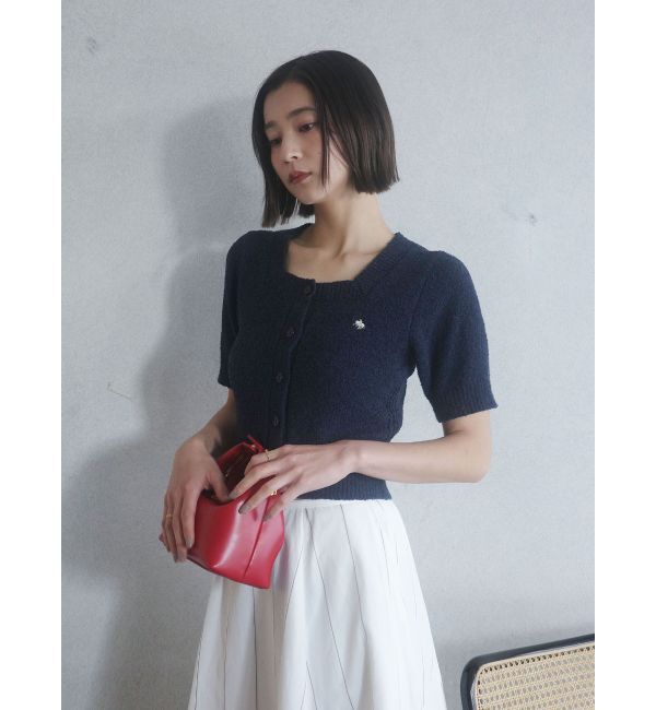 LAGUNAMOON「【POLO BCSコラボ】ブークレヤーンハーフスリーブコンパクトニットカーディガン」|ニット・セーター|