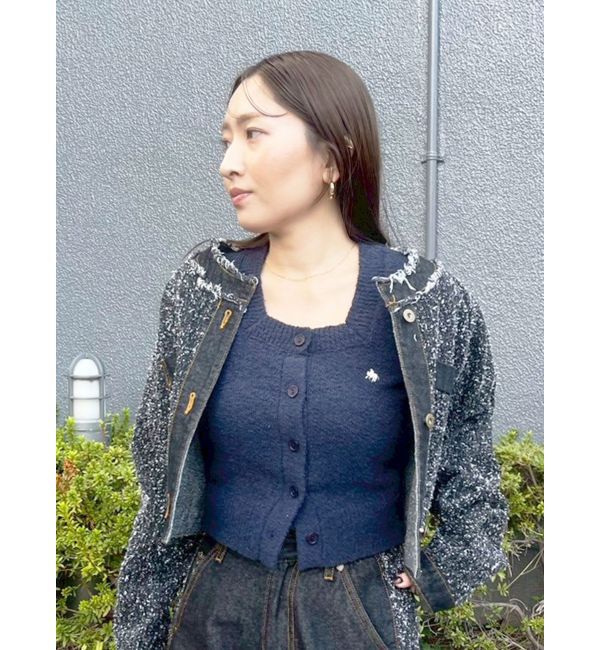 LAGUNAMOON「【POLO BCSコラボ】ブークレヤーンハーフスリーブコンパクトニットカーディガン」|ニット・セーター|