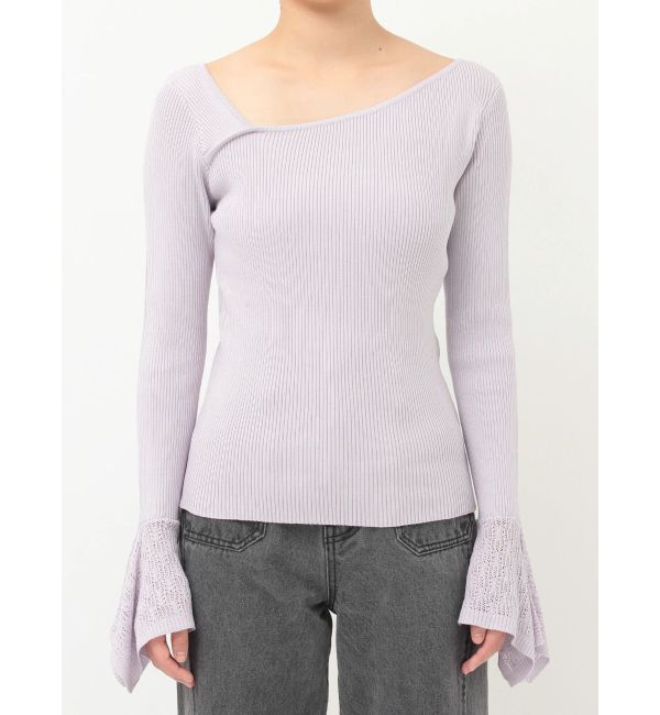 LAGUNAMOON「シアーパターンカフスリブニットプルオーバー」|ニット・セーター|