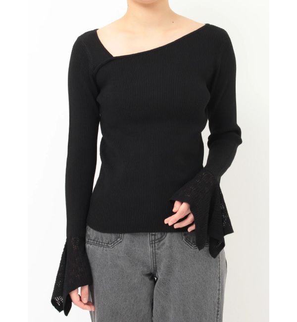 LAGUNAMOON「シアーパターンカフスリブニットプルオーバー」|ニット・セーター|