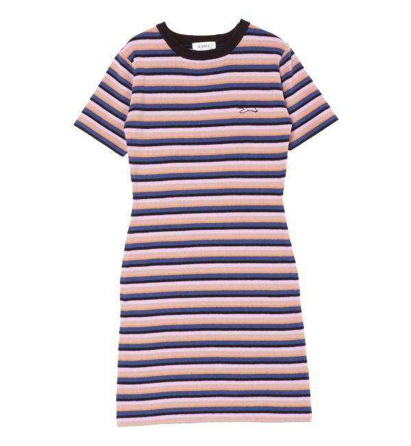 EVRIS「マルチボーダーニットミニワンピース」|ワンピース|