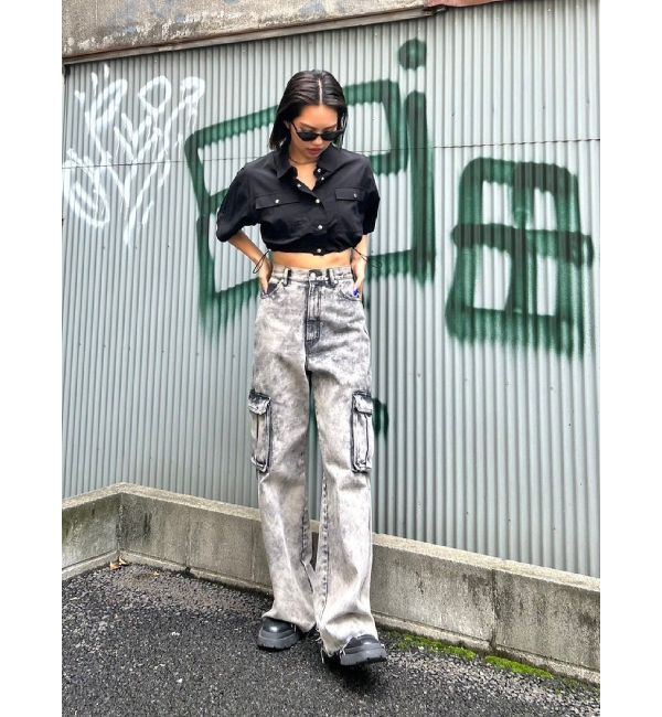 EVRIS「ブリーチデニムカーゴパンツ」|デニム|