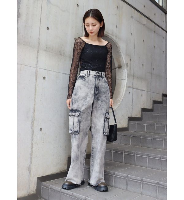 EVRIS「ブリーチデニムカーゴパンツ」|デニム|